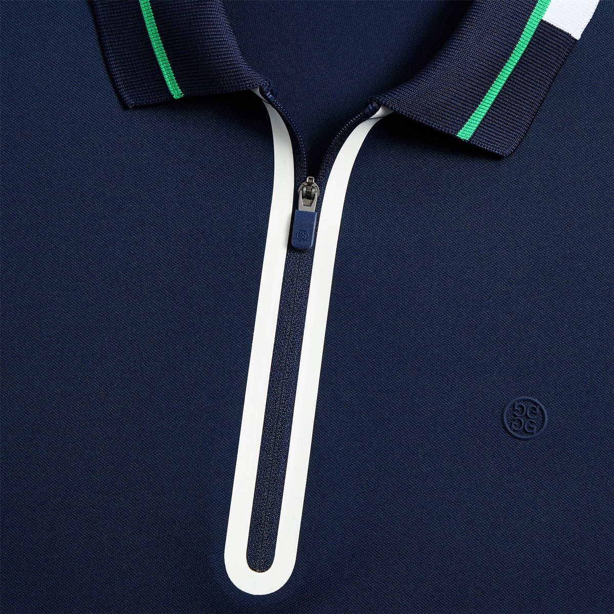 Contrast Sleeve Tech Pique Quarter Zip Polo Twilight
