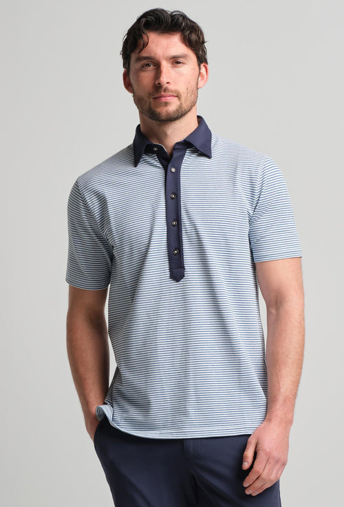 Ford 5 Button Striped Polo Shedd Heather/White