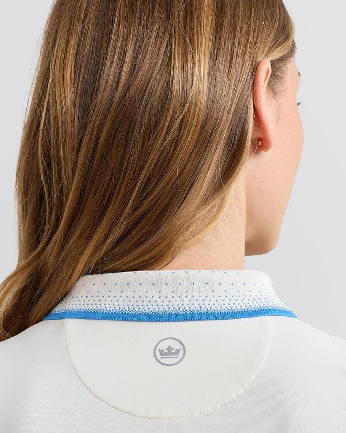 Womens Chrissie Sleeveless Zip Polo Ivory/Blue Starling