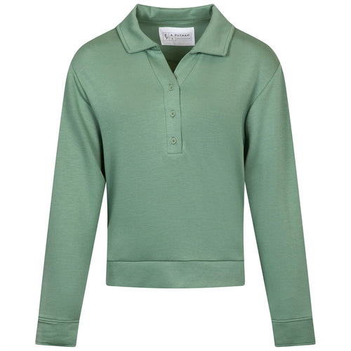 Womens Polo V-Neck Top Chive - SS25