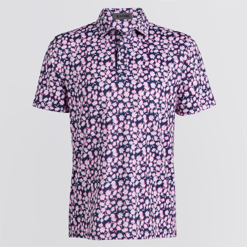 Optic Floral Tech Stretch Jersey Polo Blush