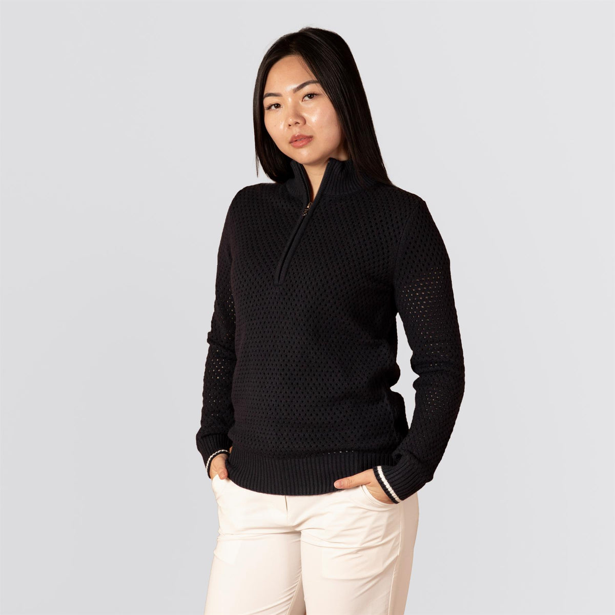 Womens Penelope Quarter Zip Sweater Navy