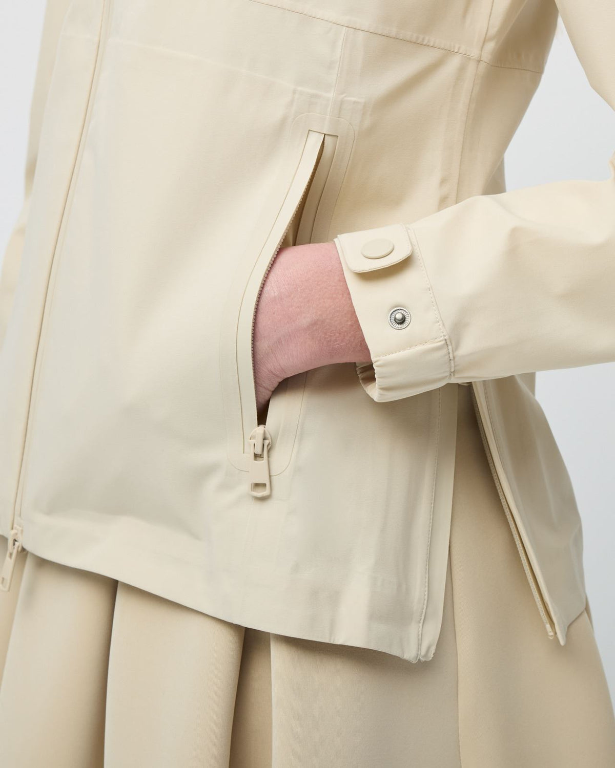 Womens Full Zip Rain Jacket Light Tan