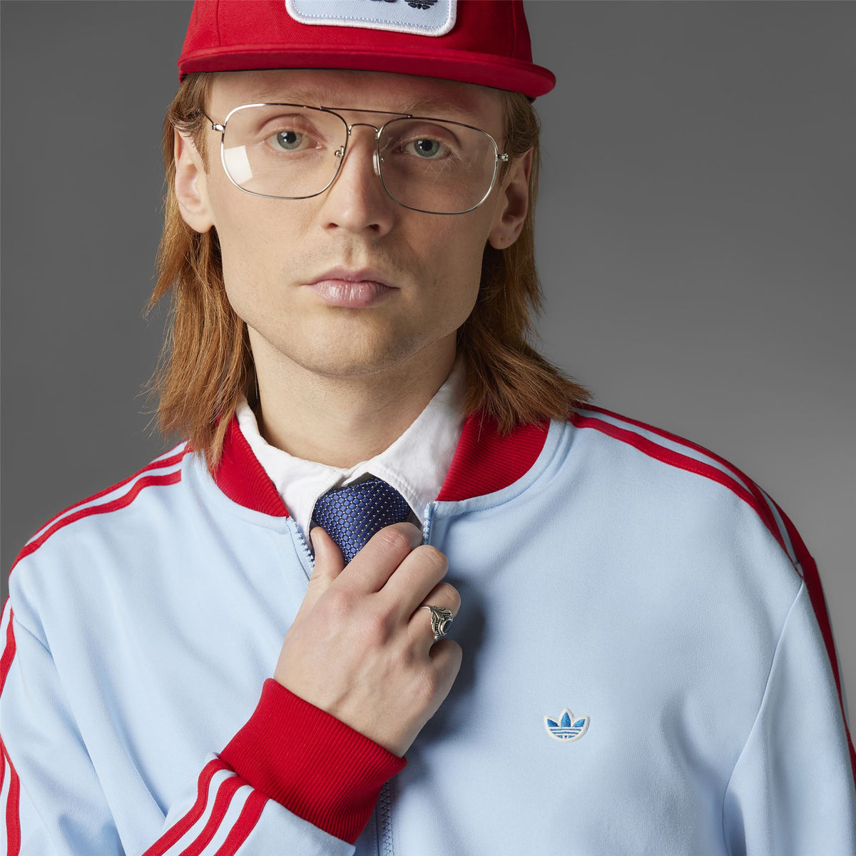 Three Stripes Quarter Zip Clear Sky