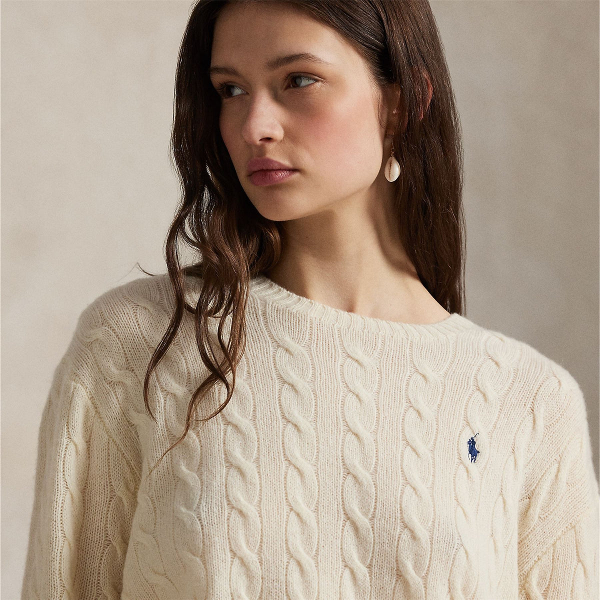 RLX Womens Julianna Cashmere Blend Pullover Authentic Cream Navy