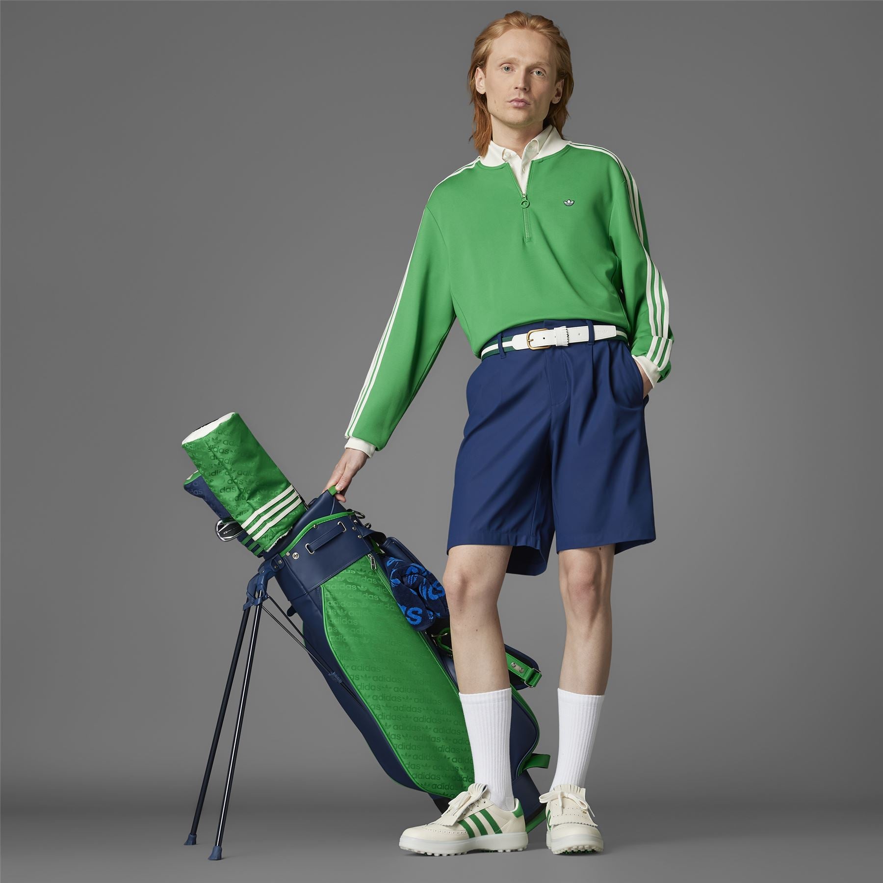 新品　Sサイズグリーン　ADIDAS GOLF ヒストリカルパターンセットアップ adidas Golf Originals Three Stripes Quarter Zip Green | TRENDYGOLF USA