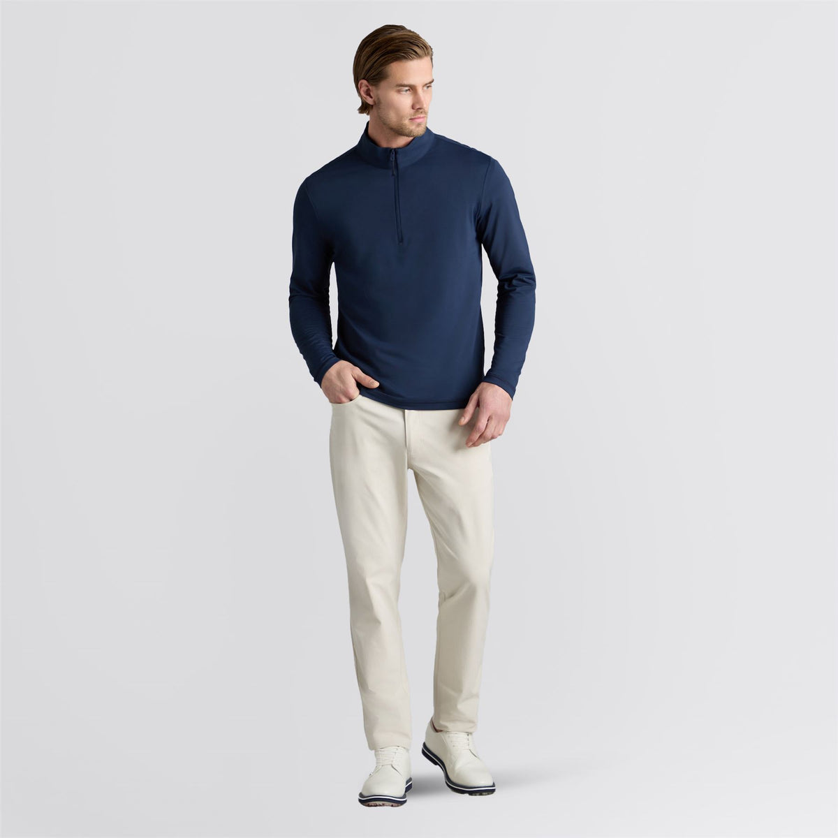 Brushed Back Tech Terry Quarter Zip Twilight