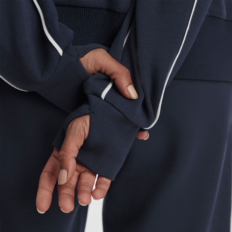 Womens Gia Zip Through Hooded Sweat Navy/White