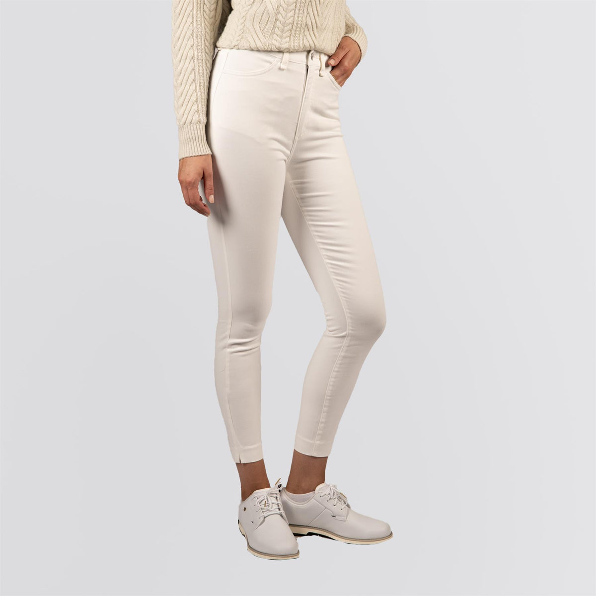 Womens Karlie Stretch Sateen High Rise Pants White