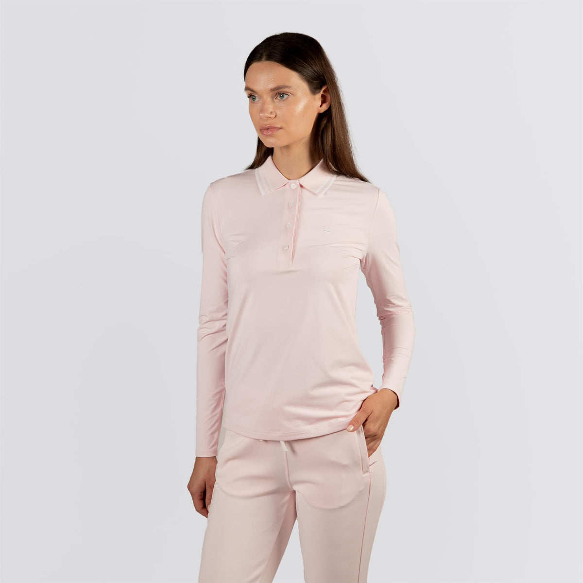 Womens LS Polo Pink