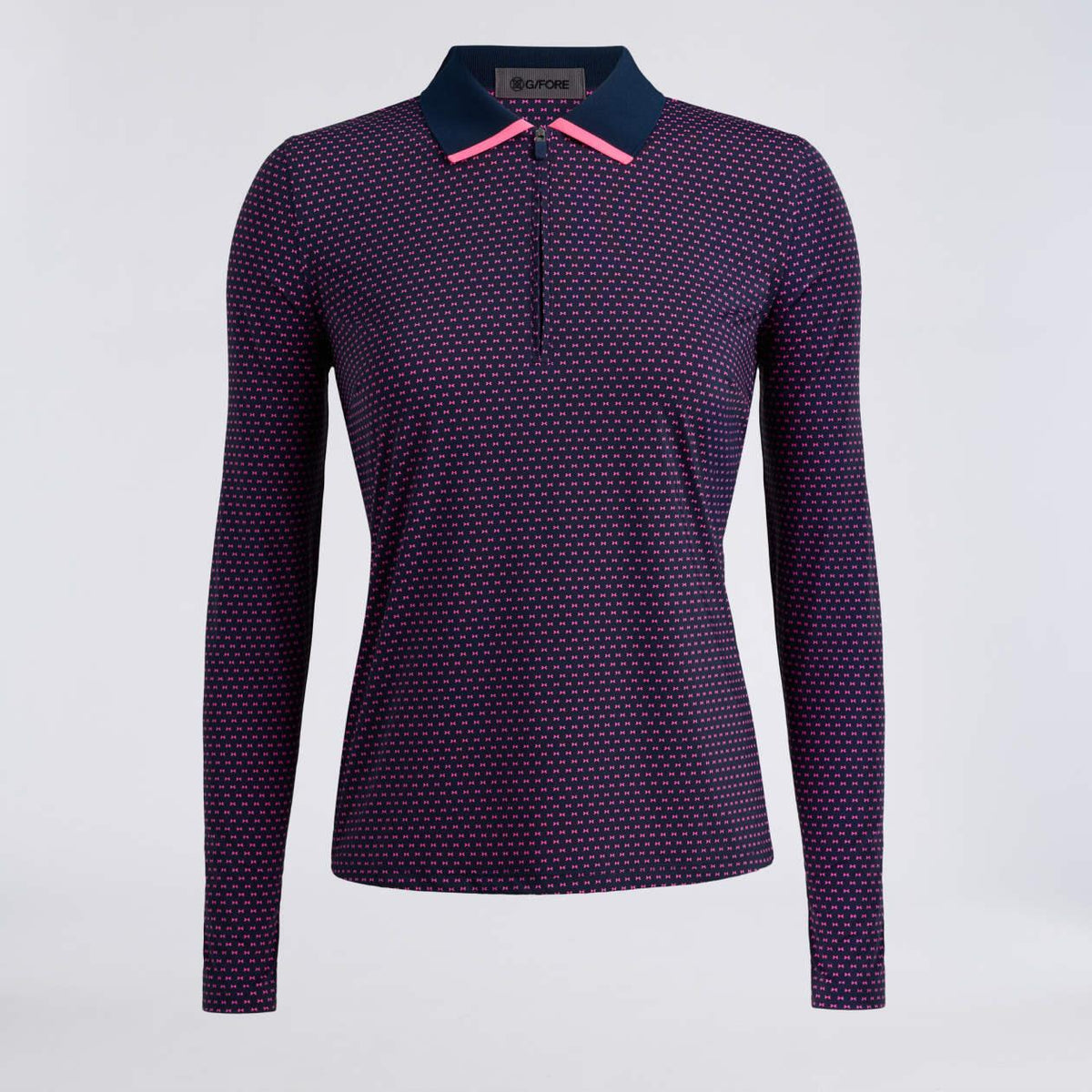 Womens 2 Silky Tech Nylon LS Quarter Zip Polo Twilight/Knockout Pink