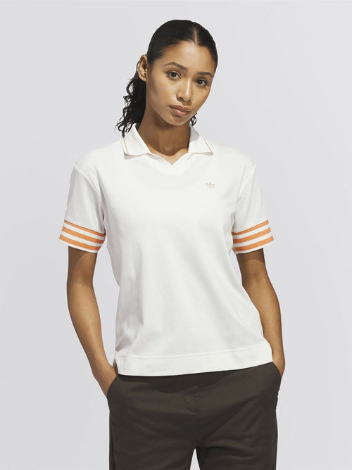 Womens Originals 3-Stripe Polo Chalk White/Dusky Orange