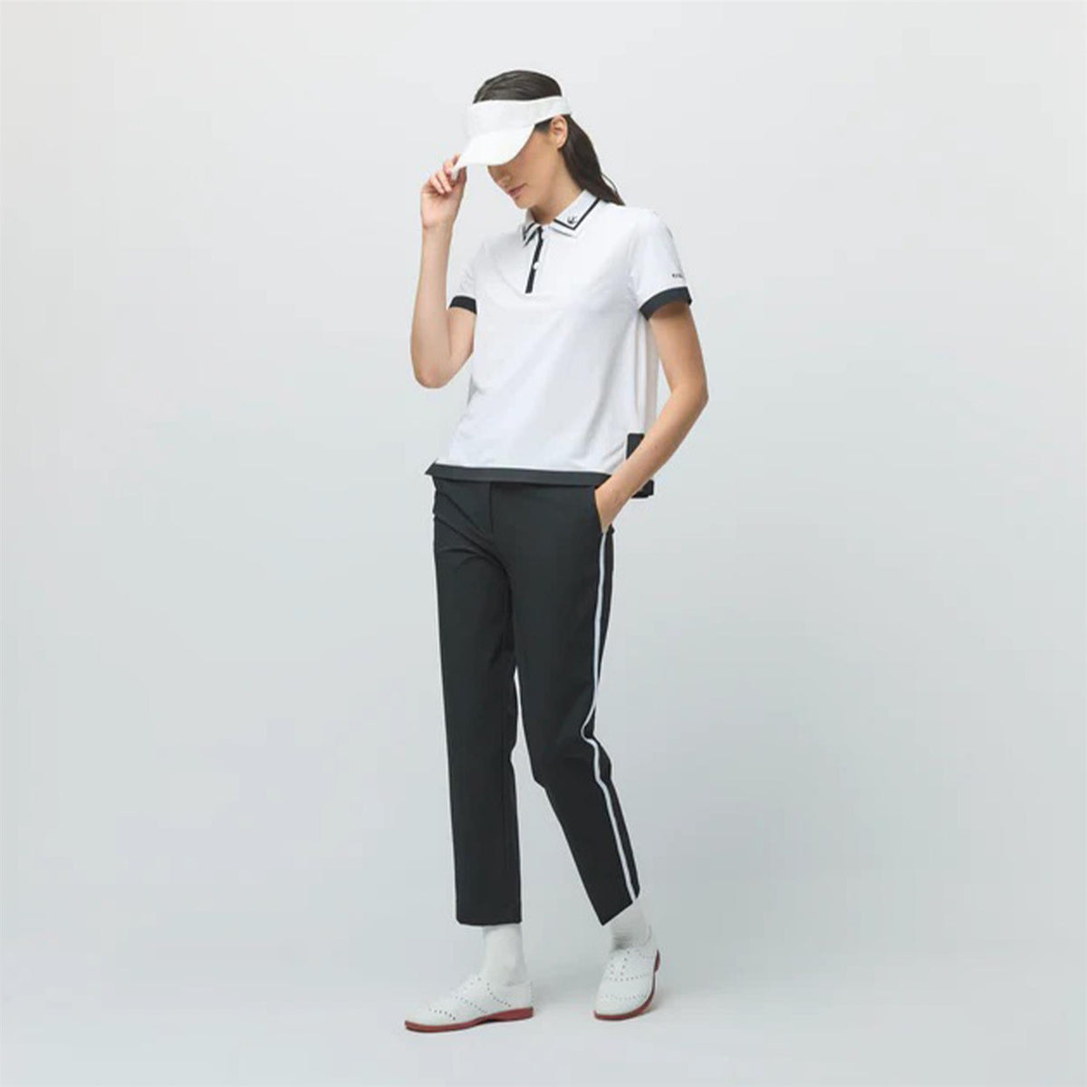 Womens Boxy Polo White/Black