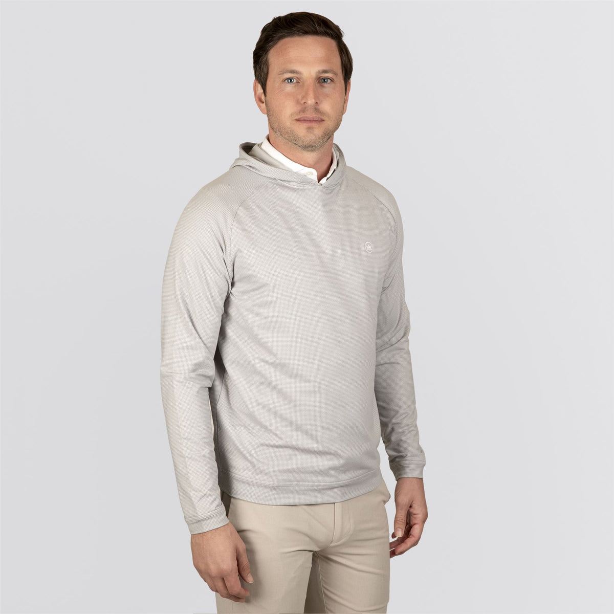 Pine Houndstooth Performance Hoodie Gale Gray
