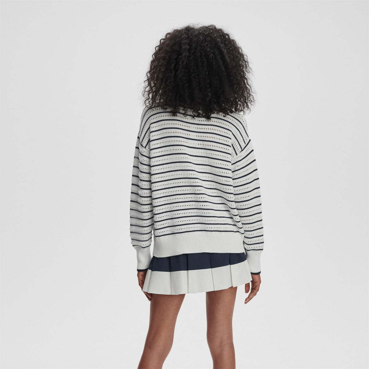 Womens Antonia Relaxed Cardigan White/Blue Nights