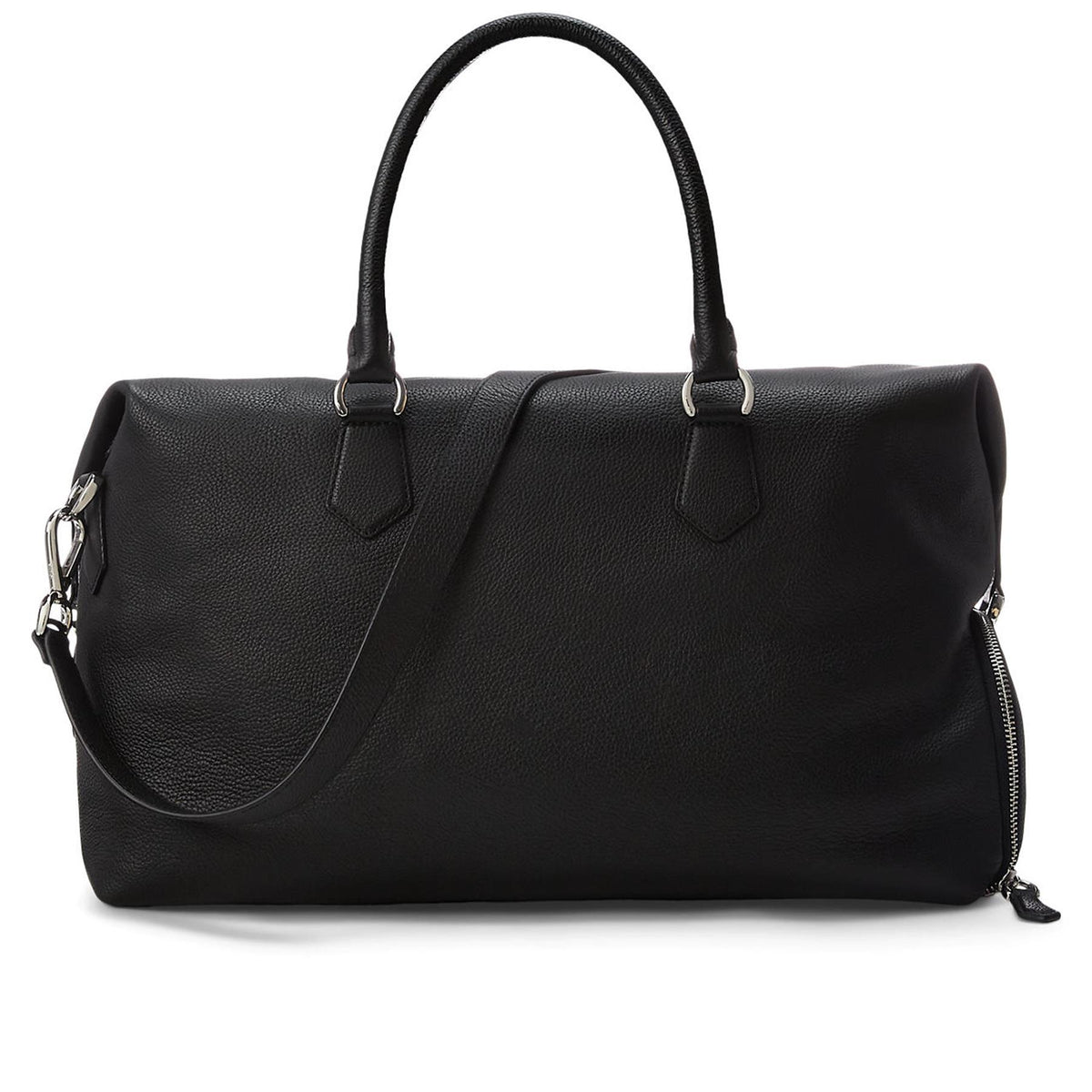 Pebble Leather Duffle Bag Black