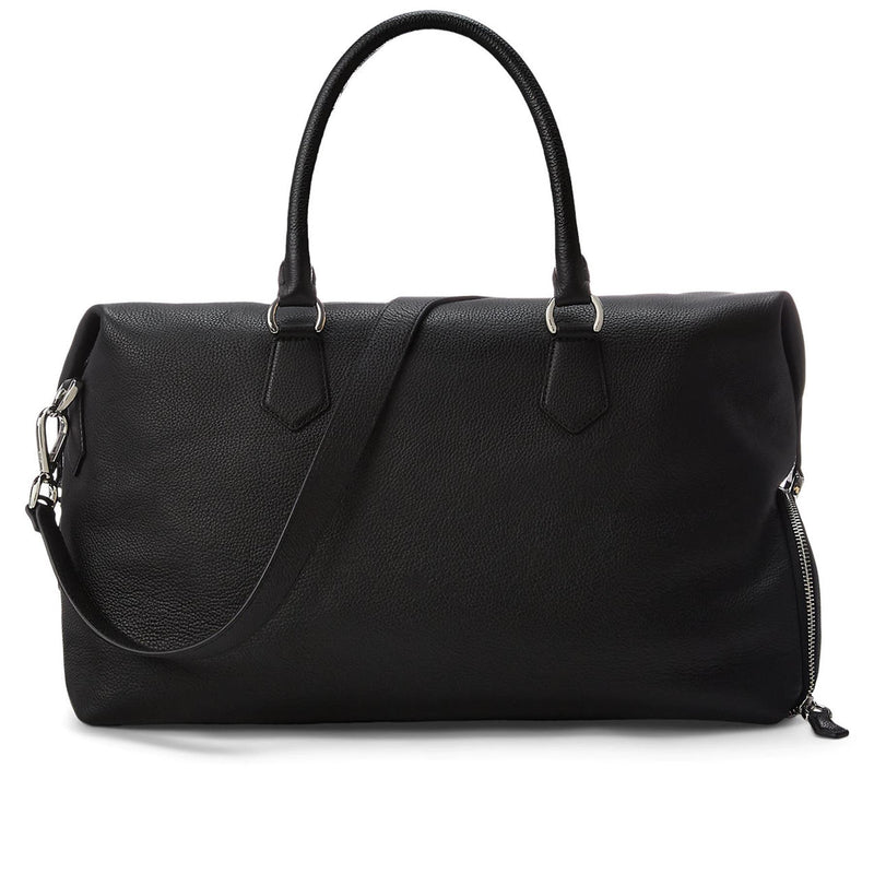 Pebble Leather Duffle Bag Black