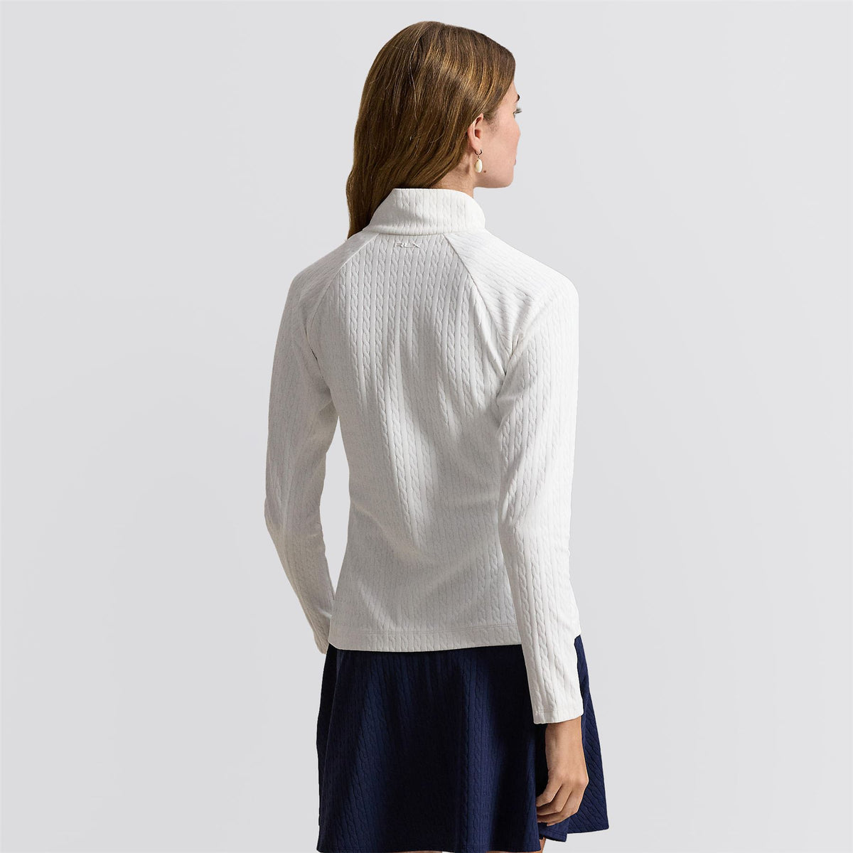 RLX Womens Active Cable Knit Full Zip Sweatshirt Ceramic White