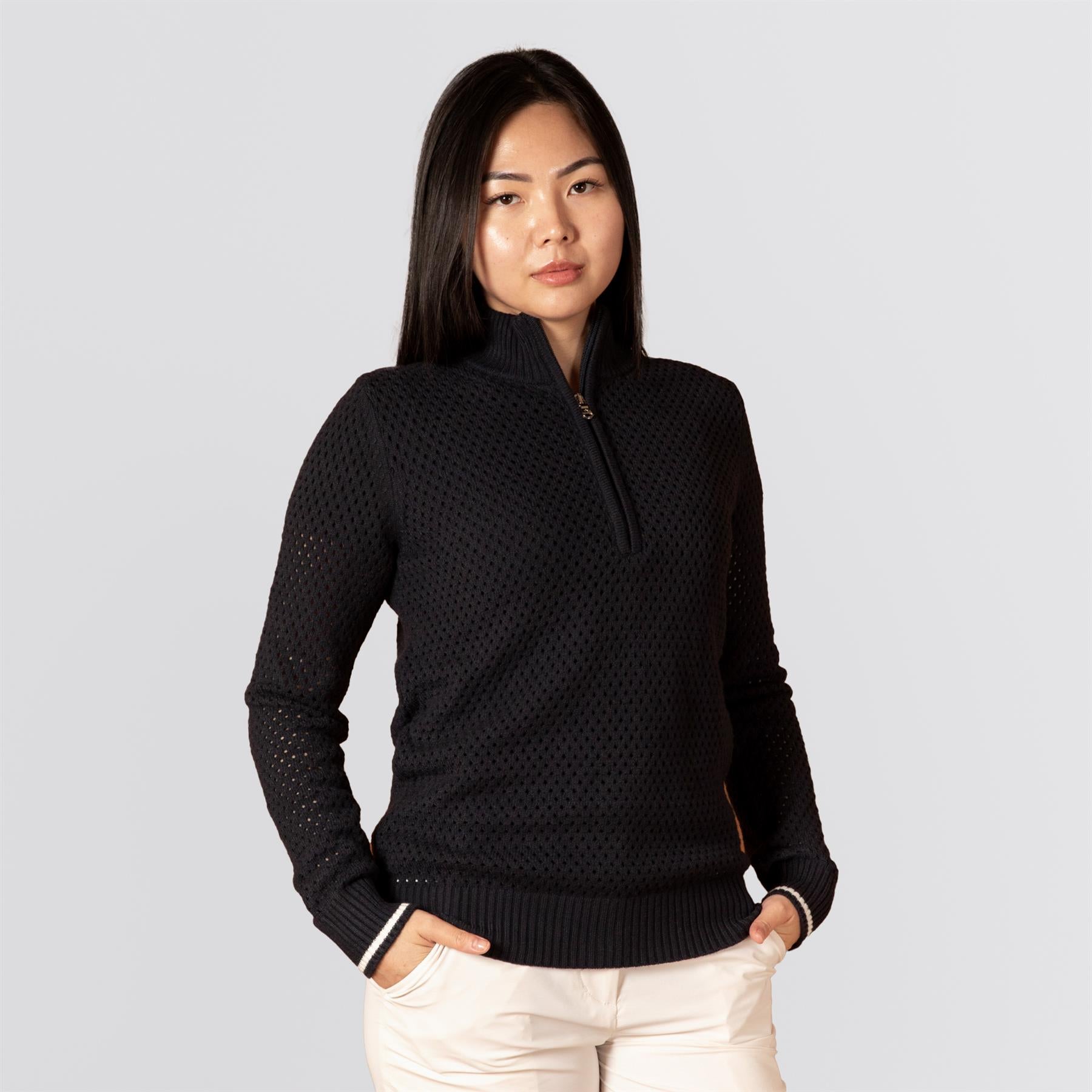 Womens Penelope Quarter Zip Sweater Navy