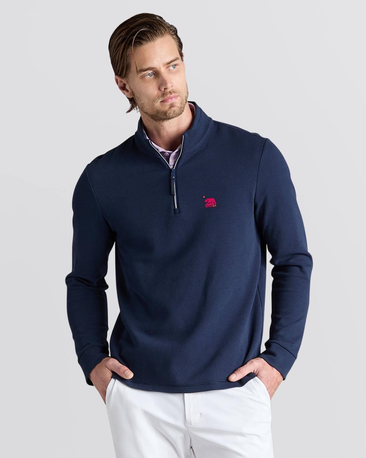 x TRENDYGOLF Waffle Knit Quarter Zip Twilight