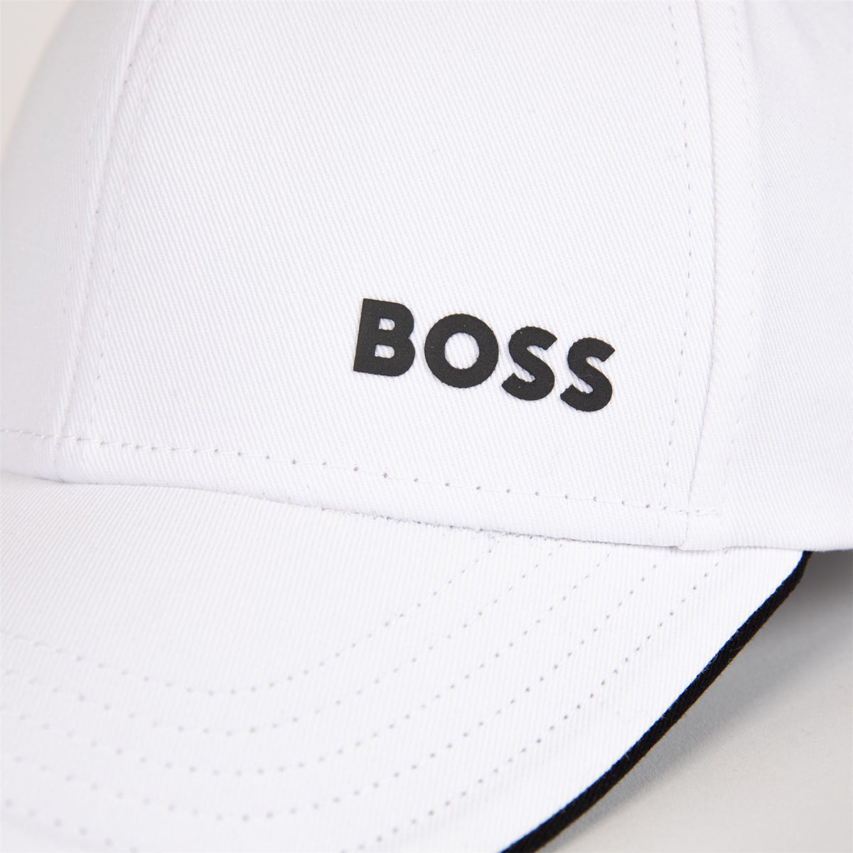 Bold Logo Print Cotton Twill Cap Natural White
