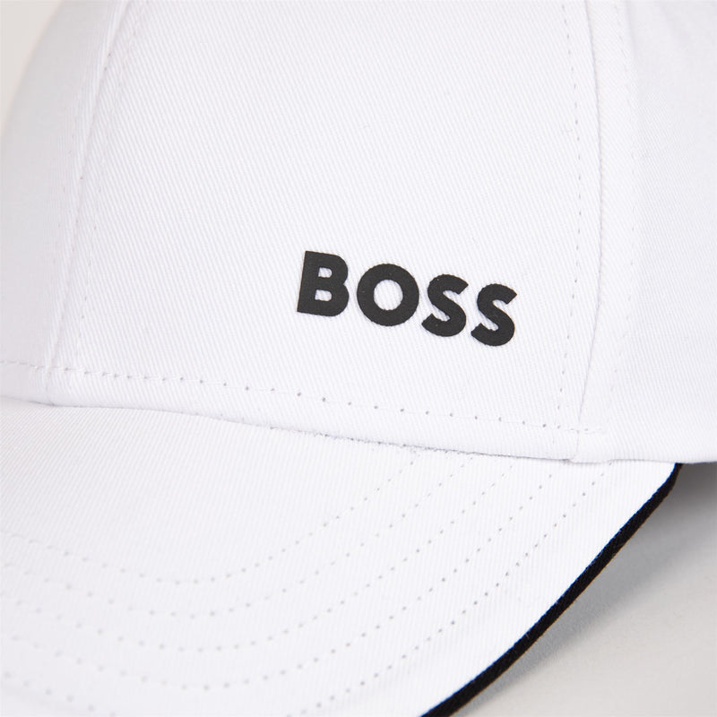 Bold Logo Print Cotton Twill Cap Natural White