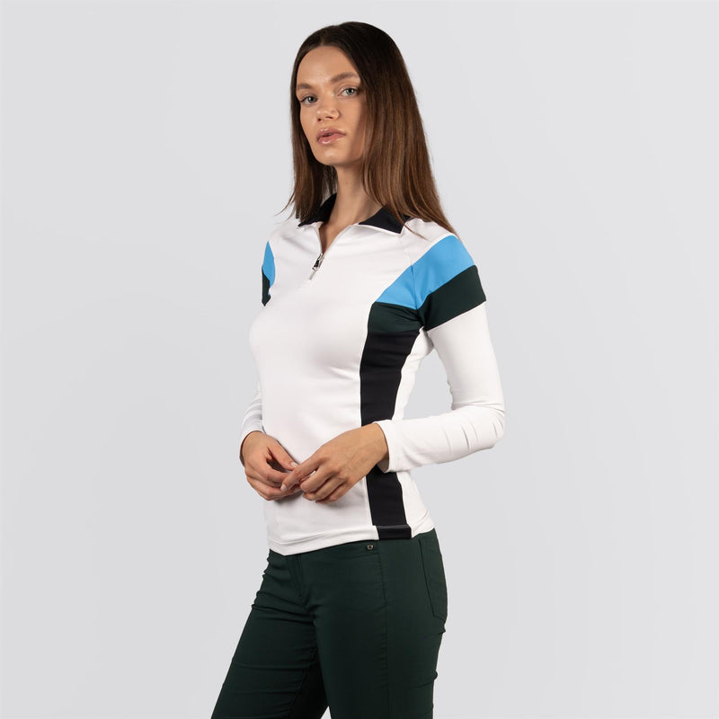 Womens Nathalie Striped Quarter Zip Mid Layer White