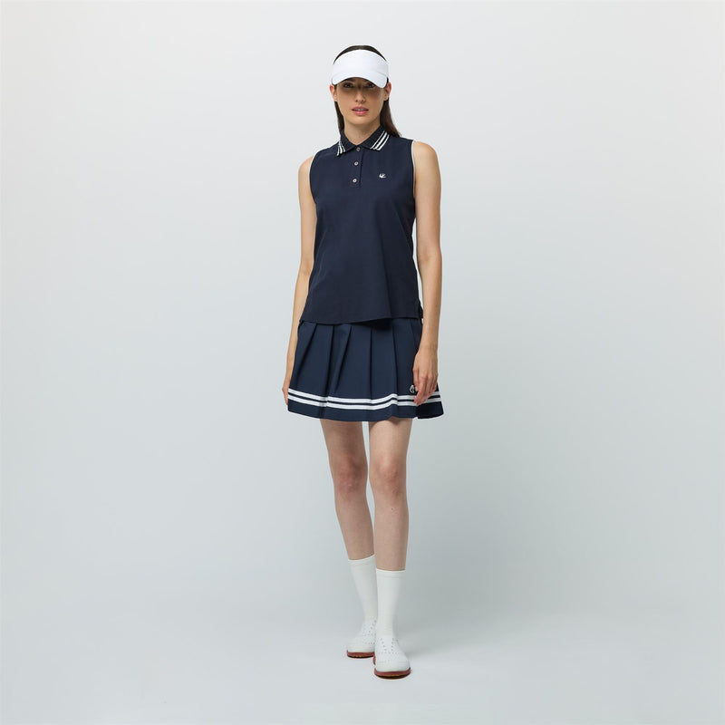 Womens Supima Pique SL Polo Navy/White Stripe