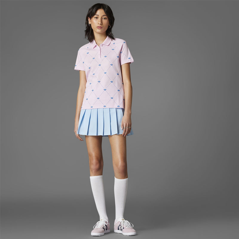 Womens Printed Trefoil Polo Clear Pink/Bluebird