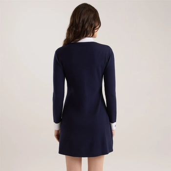 ワンピース Chloe Dress in Navy Chloe Total Pattern Acetate Design One Piece Dress Navy