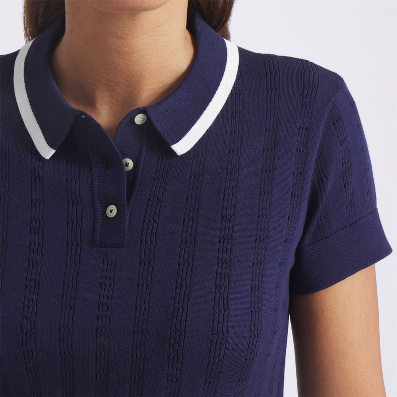 x AP Womens Pointelle Polo Deep Navy