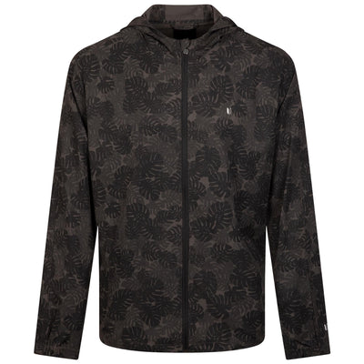 Solana Printed Hooded Full Zip Windbreaker Black Monstera