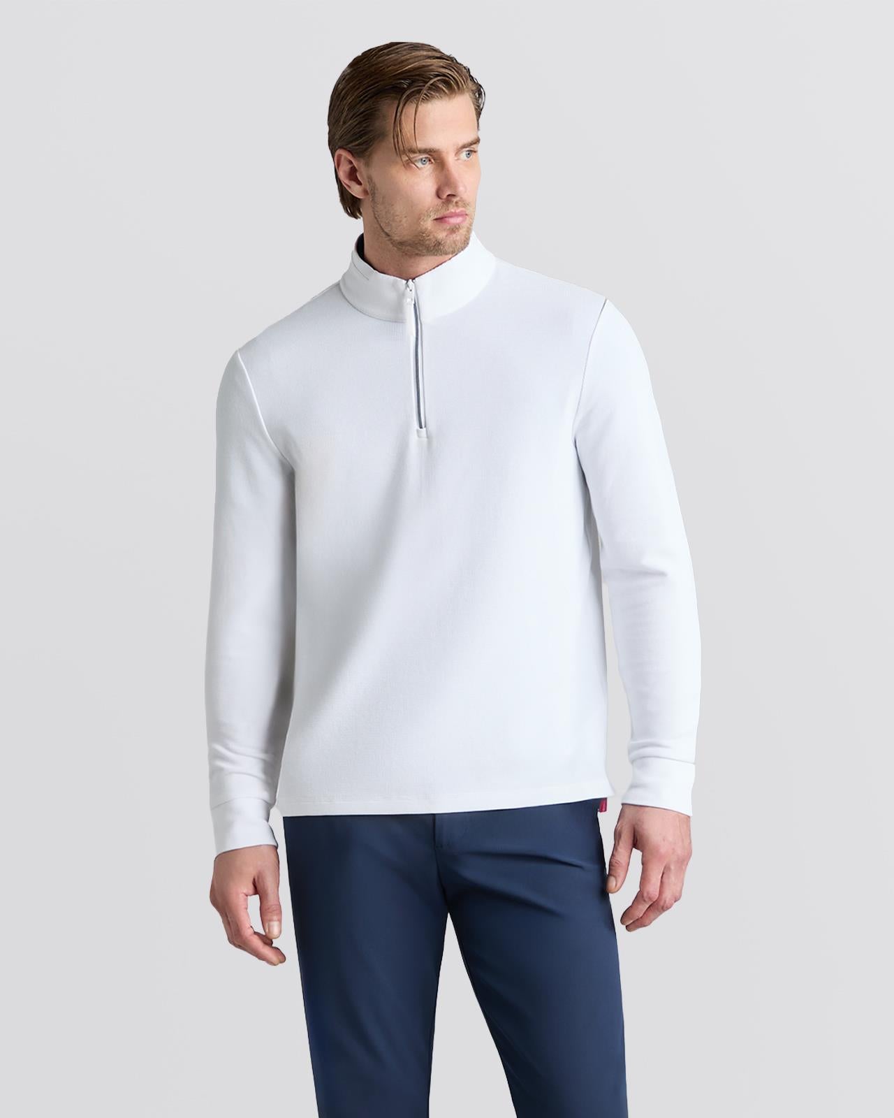 Waffle Knit Quarter Zip Snow