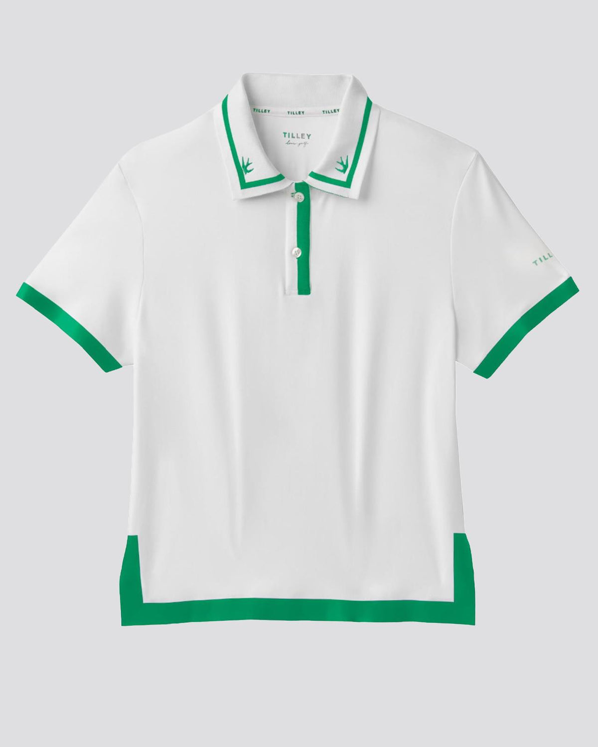 Womens Tech Jersey Boxy Birdie Polo White/Sport Green