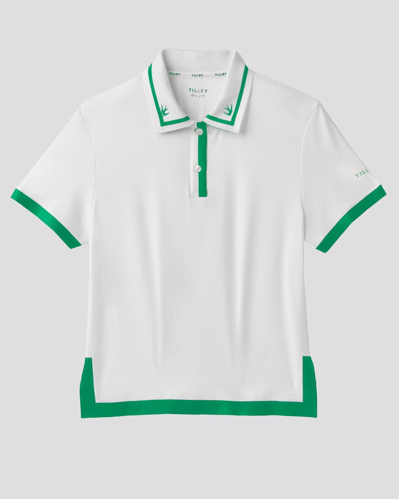 Womens Tech Jersey Boxy Birdie Polo White/Sport Green