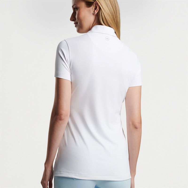 Womens Short Sleeve Button Polo White