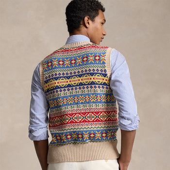 Ralph Lauren Fairlisle Vest Tan Combo | Vests