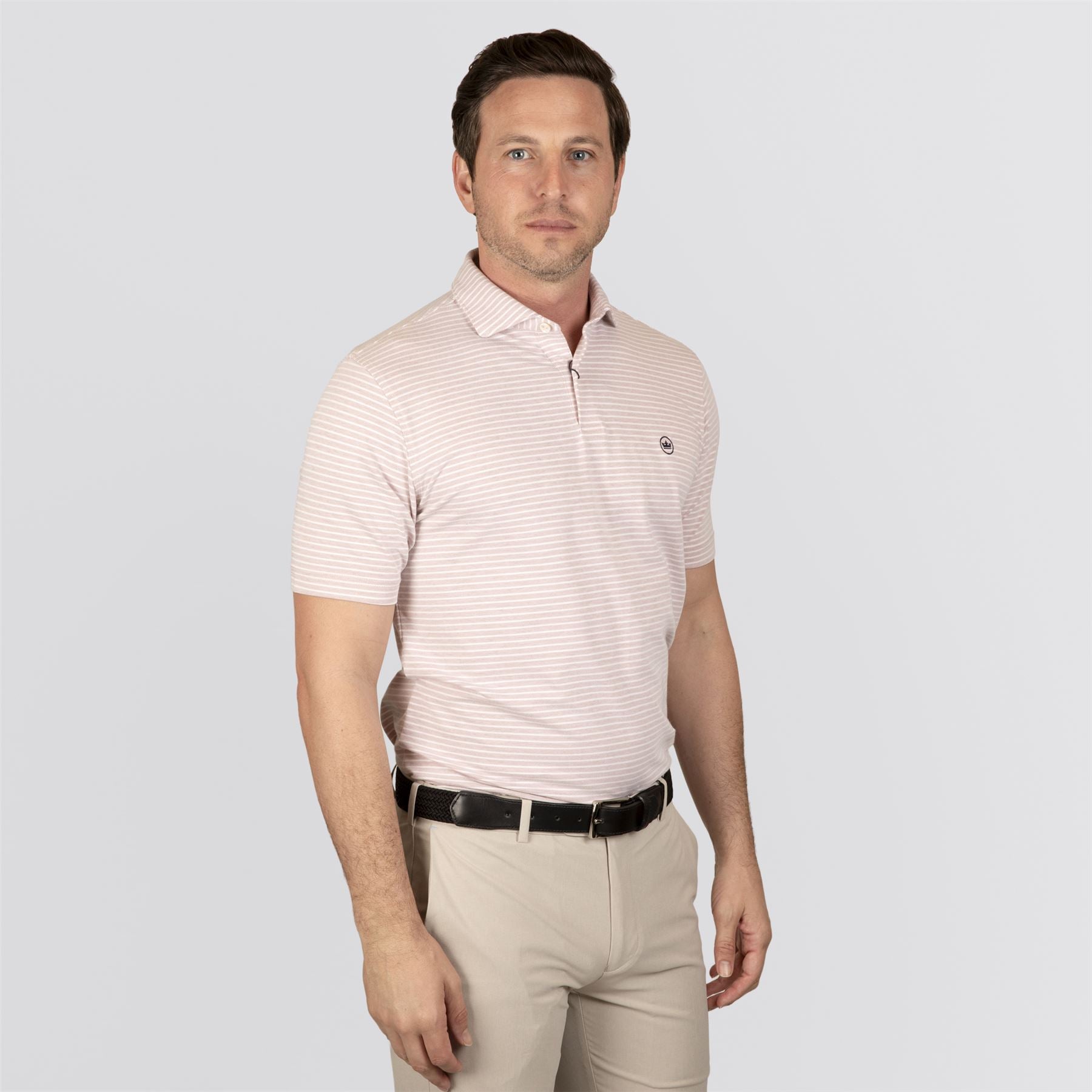 Albatross Stripe Cotton-Blend Pique Polo Faded Scarlett