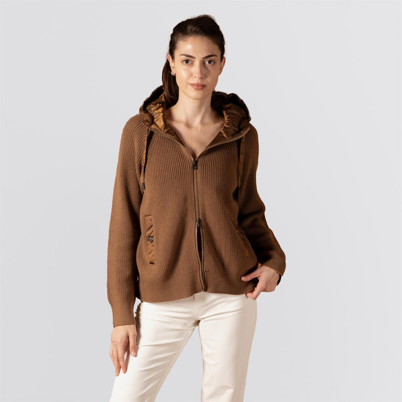 Womens Pamy Hybrid Knit Jacket Brown
