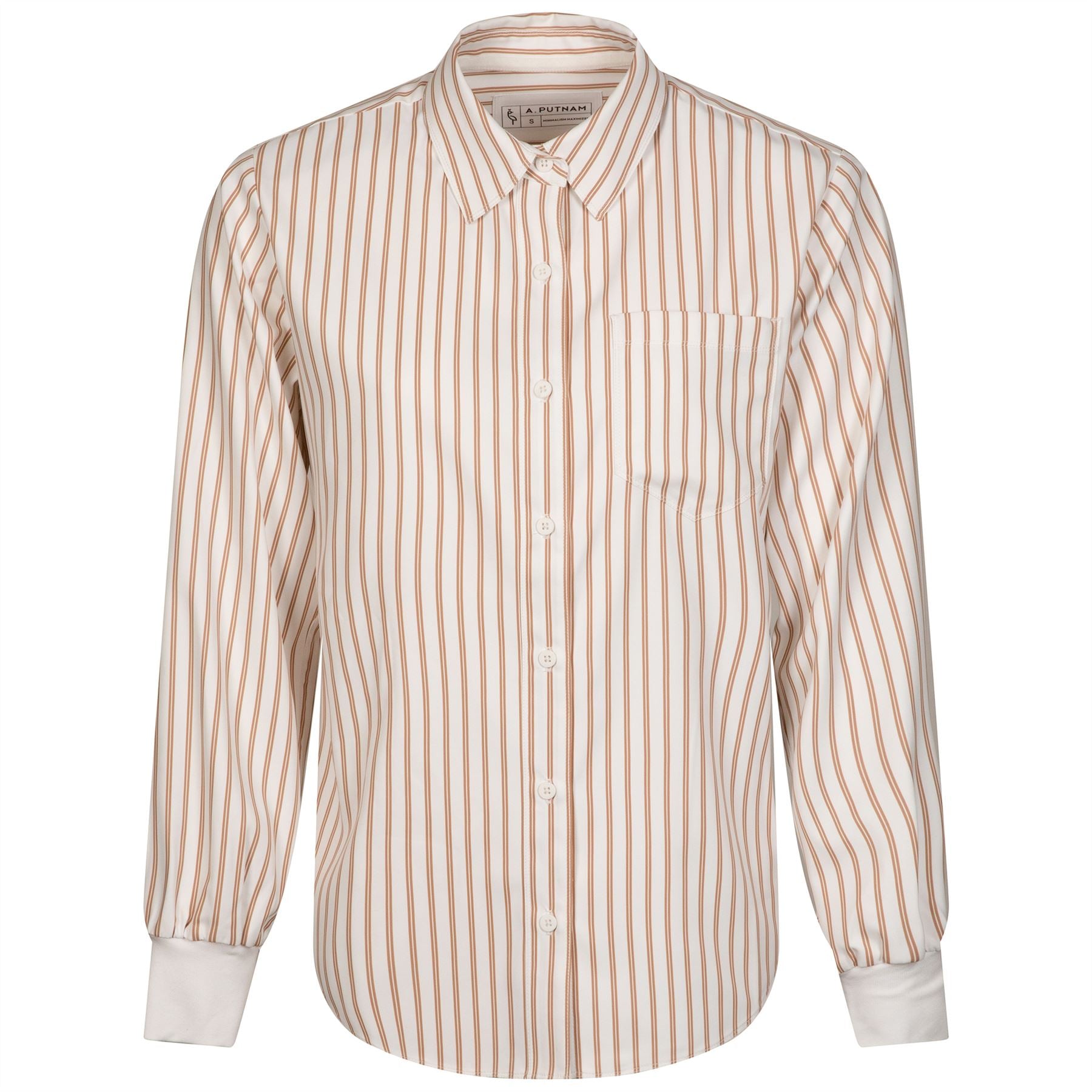 Womens Classic Button Up Stripe Clay