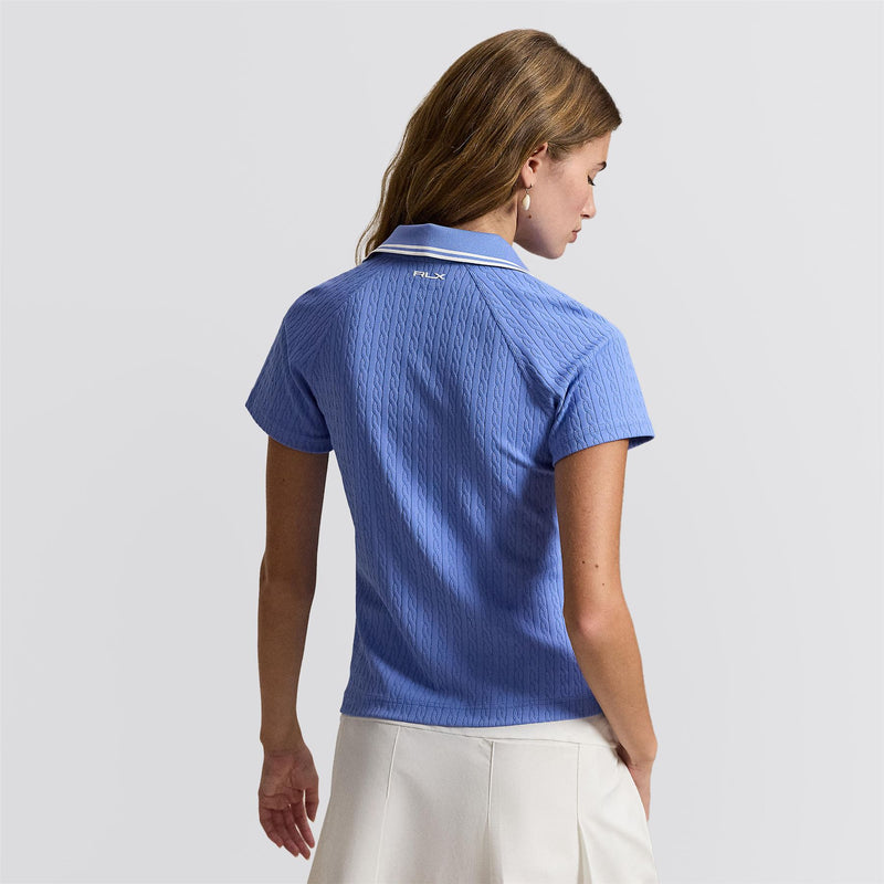 RLX Womens Active Cable Knit Polo Blue Mist/Ceramic White Multi