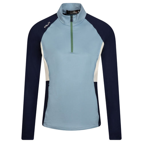 Womens LS Stretch Peached Jersey UV Quarter Zip Vessel Blue/French Navy/Chic Cream - AW23
