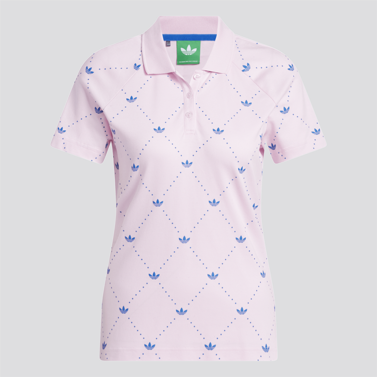 Womens Printed Trefoil Polo Clear Pink/Bluebird