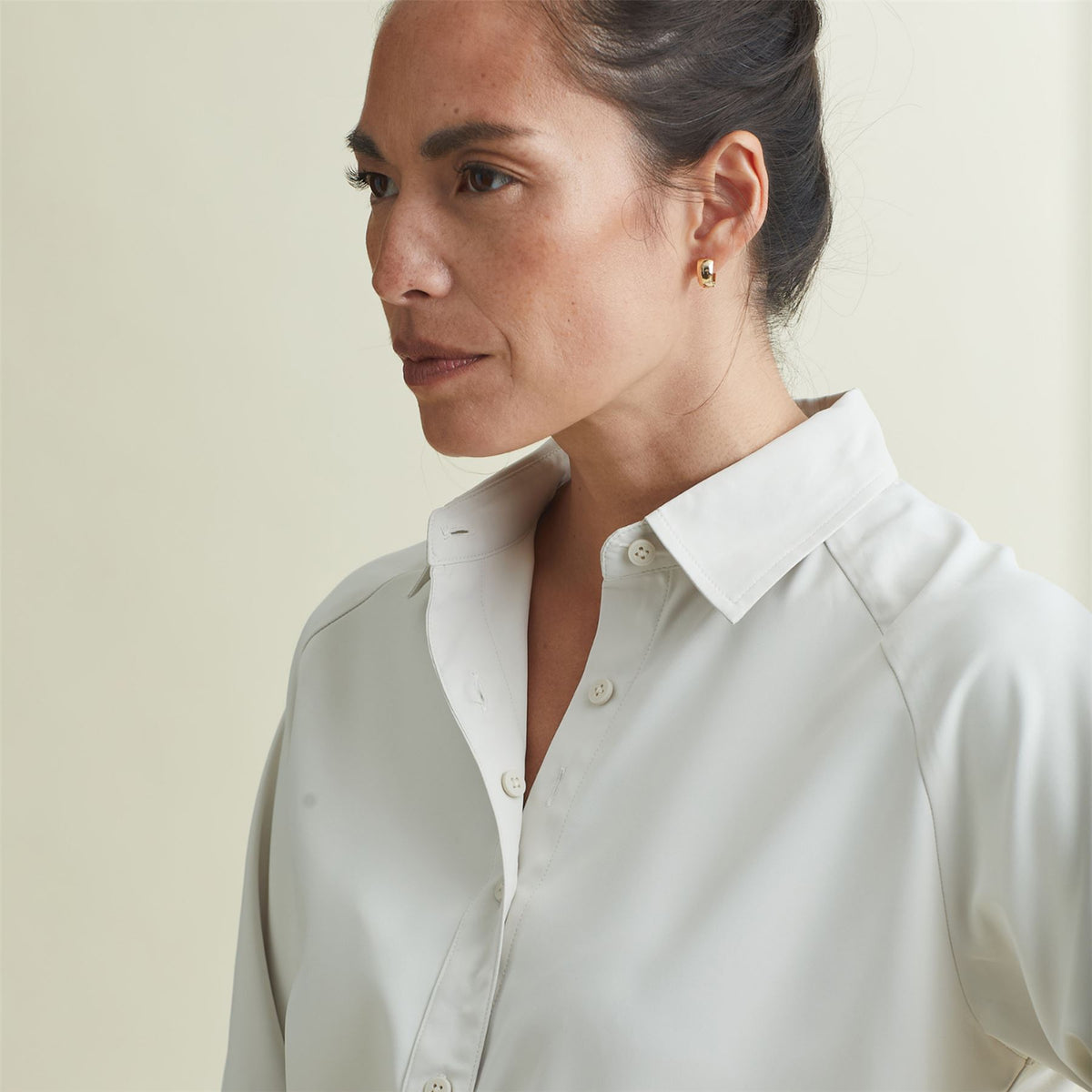 Womens Raglan Button Up Shirt Silver Birch
