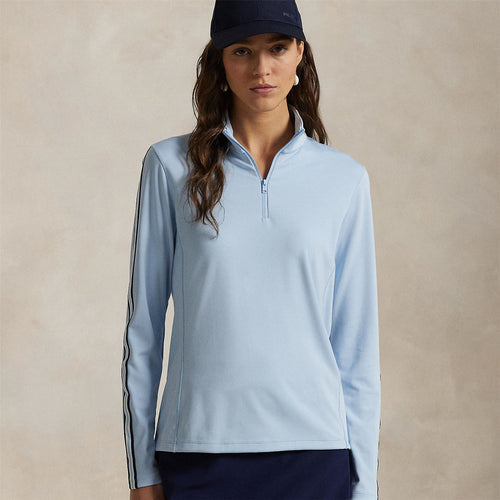 Womens RLX Quarter Zip Power Stretch Mid Layer Cold Springs/White/Navy