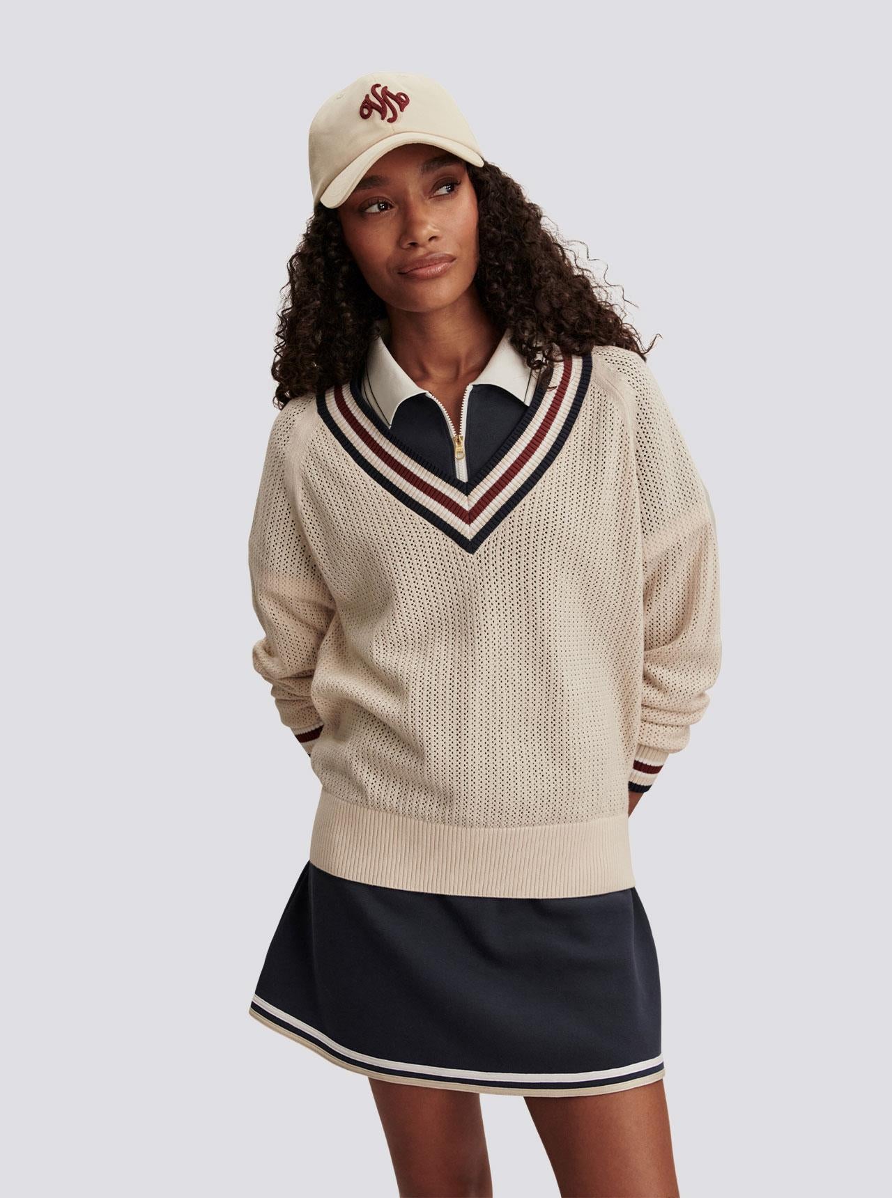 Womens Maurice V-Neck Sweater Oat Milk