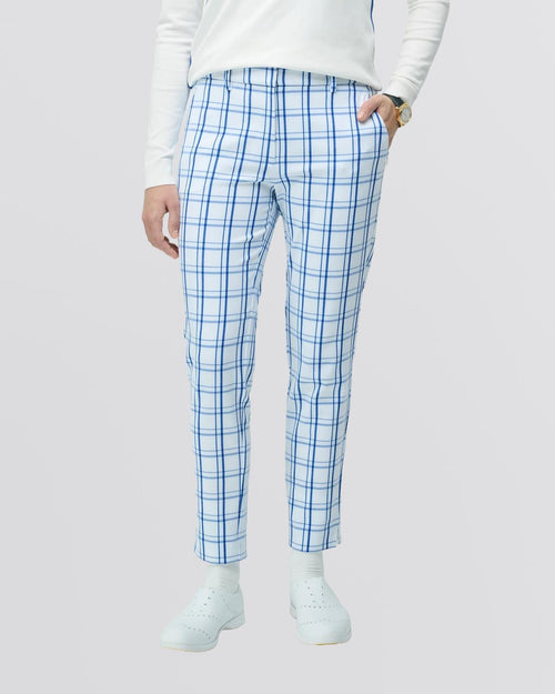 Womens Match Point Check Pant White/Blue Check