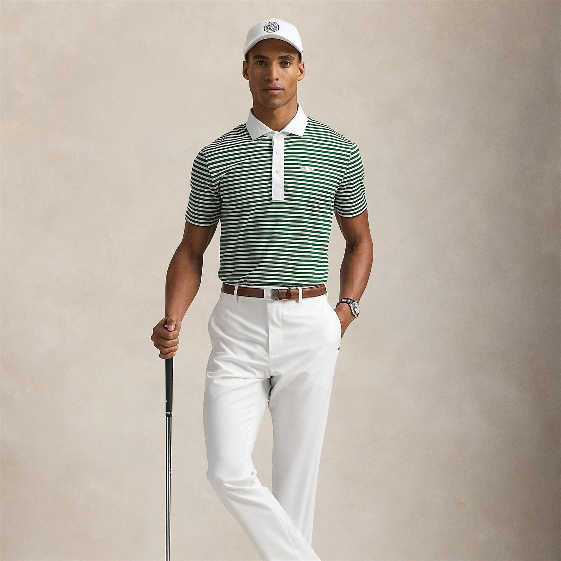 Ralph Lauren RLX Tailored Fit Tour Pique Stripe Polo Ceramic Ralph Lauren RLX Tailored Fit Tour Pique Stripe Polo Ceramic