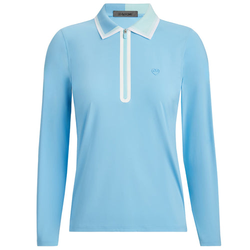 Womens Colorblock Silky Nylon LS Polo Fountain - AW24