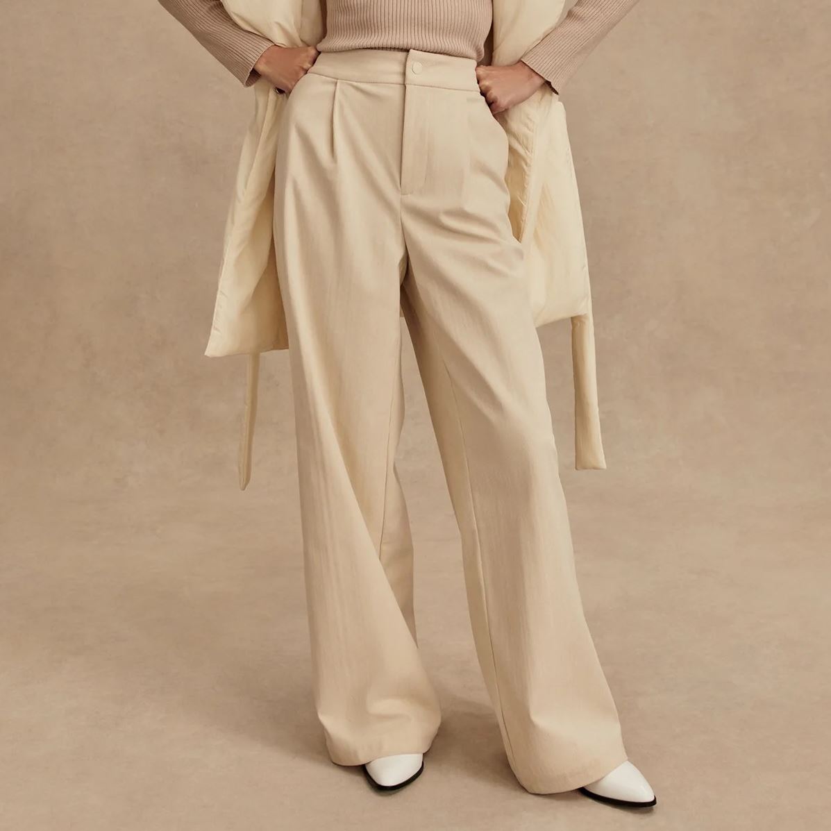 Womens Rocio Wide Leg 29.5 Inch Pants Birch